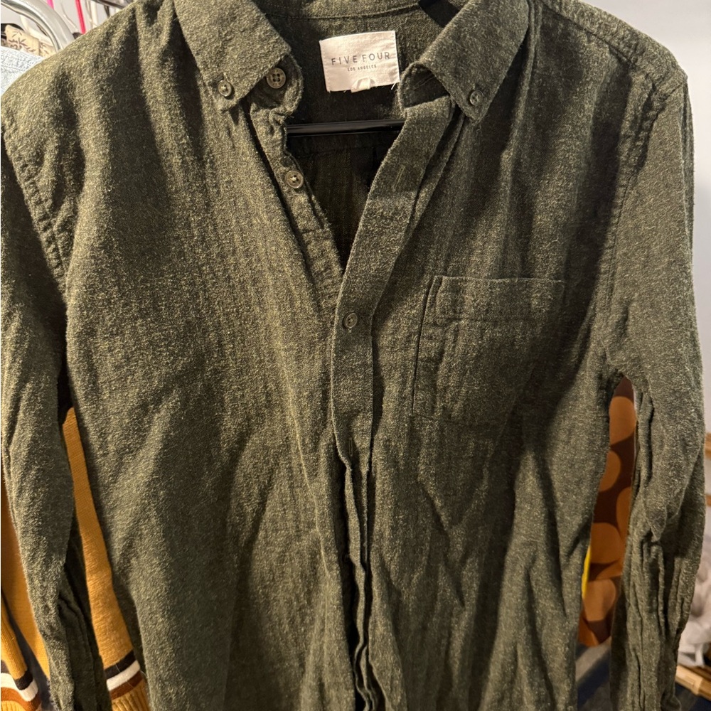 Grey-Green Men’s Casual Button-Down Shirt